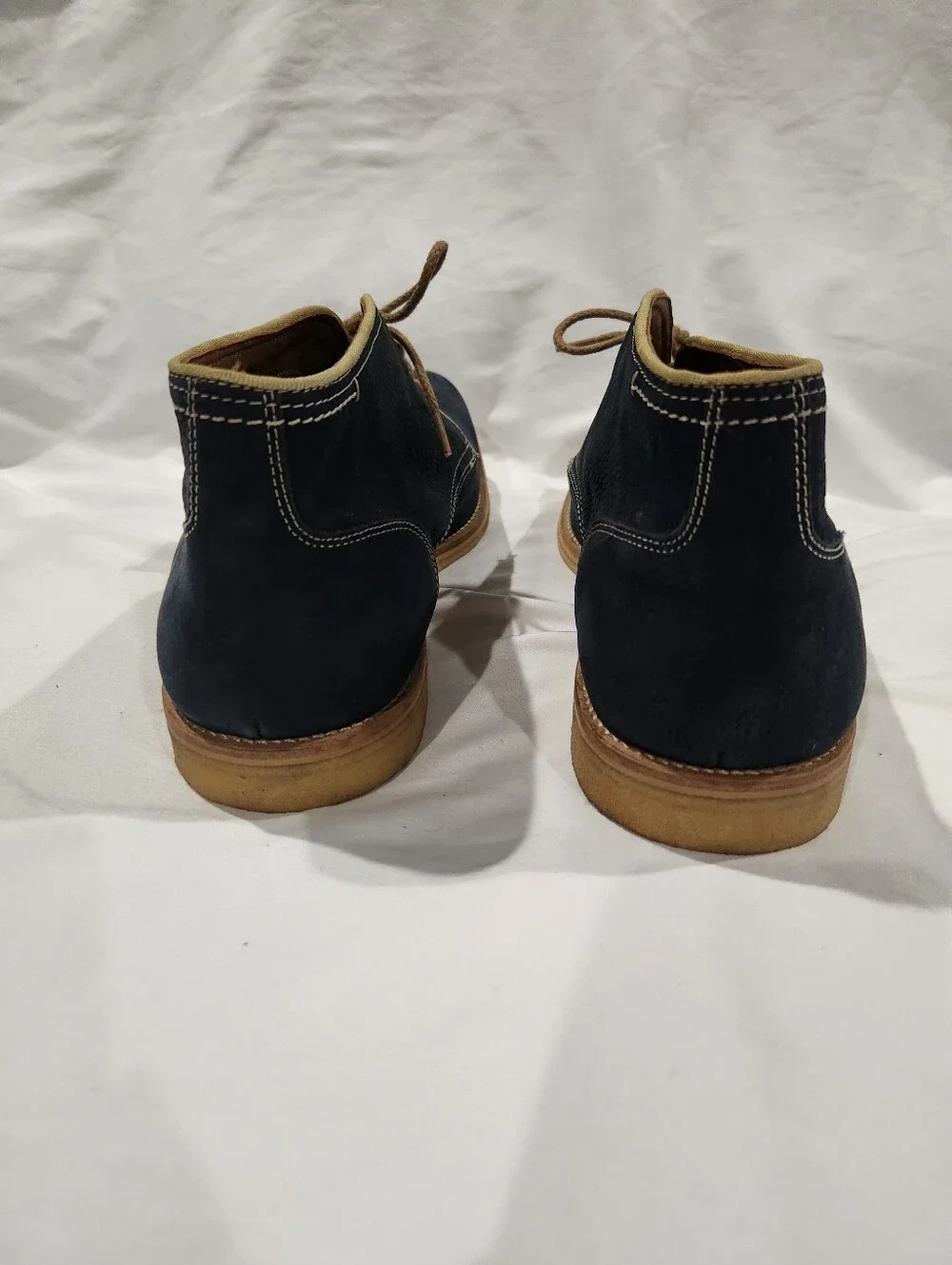 Johnston & Murphy Navy Suede Leather Sheepskin Chukka Boots Size 12 NWOT